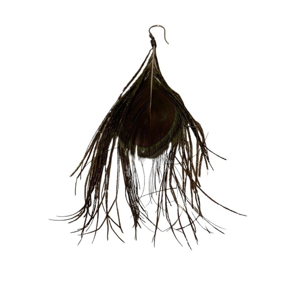 Peacock Feather Earring Blue & Green Approximately 5” Long ONLY ONE EARRING - Picture 9 of 12